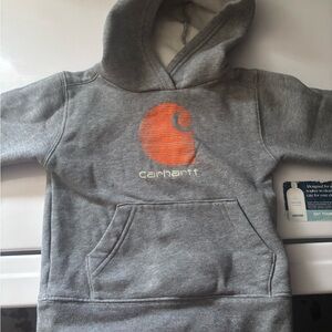 Carhartt Kids Gray Hoodie with Bright Orange Logo